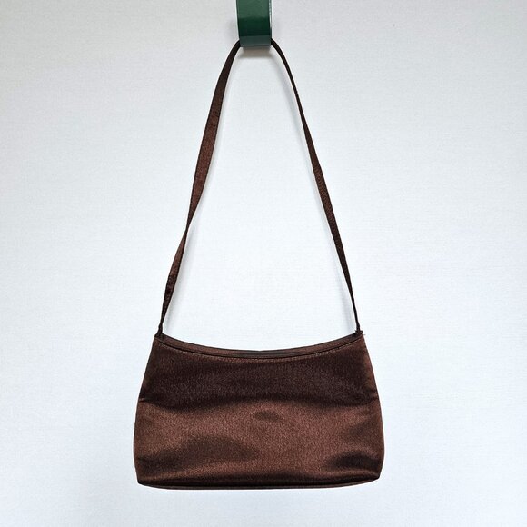 CLAIRE'S Brown Satin Purse / Small Handbag with Bow Accent - Picture 3 of 7